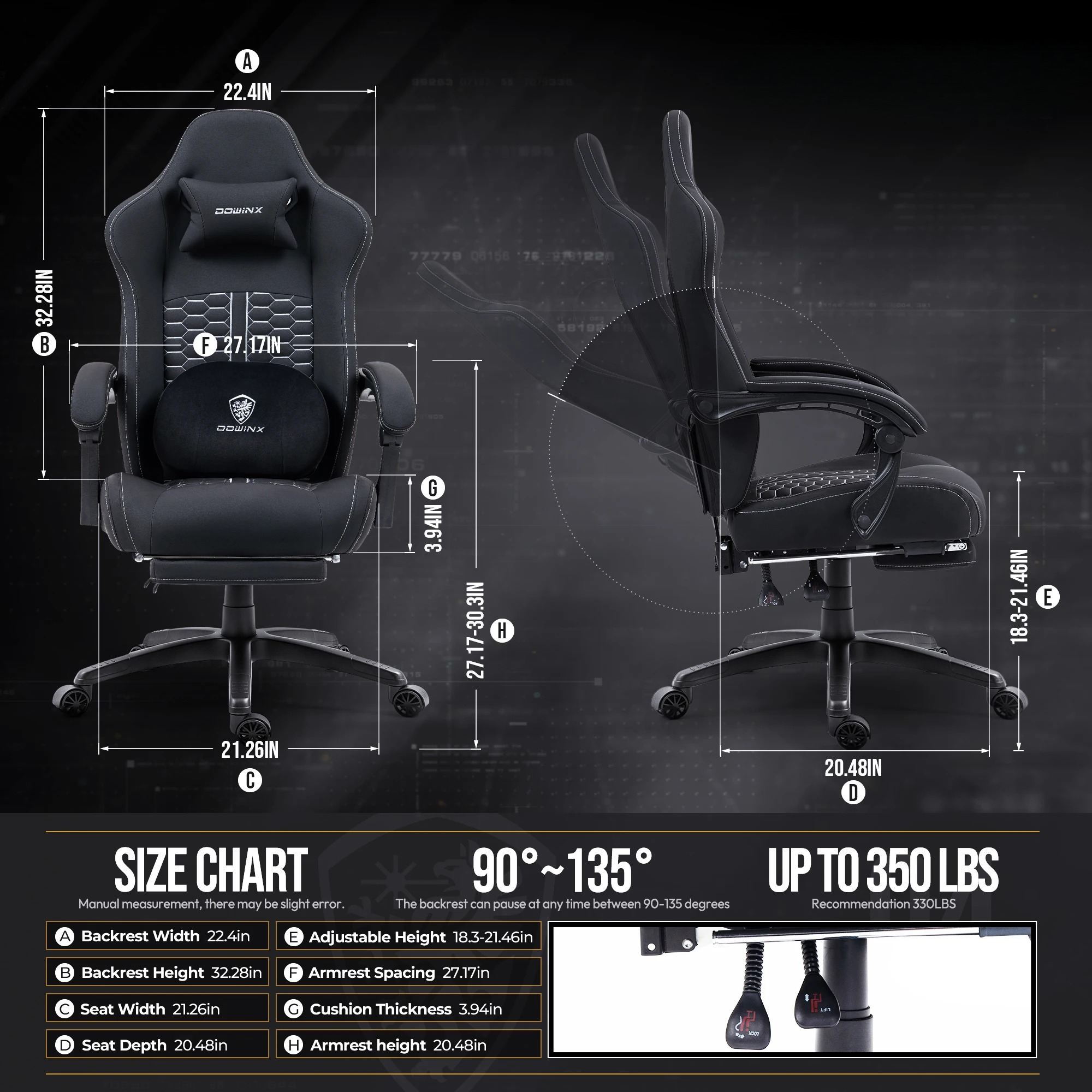 Gaming Chair Cushion - Ergonomic Gaming Computer Chair with Pocket